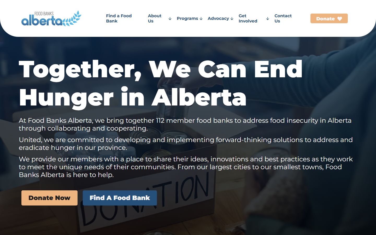 Food Banks Alberta homepage